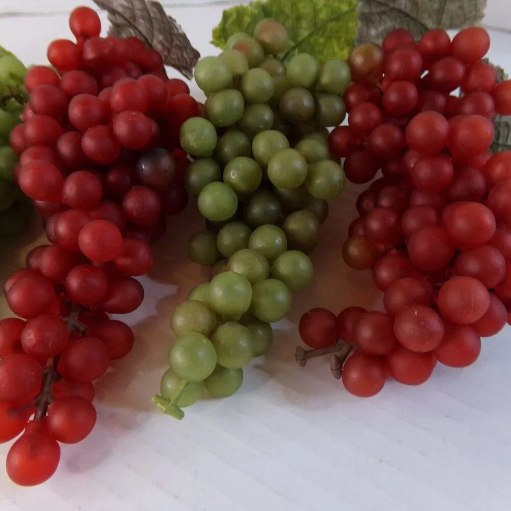 Plastic Rubber Artificial Decorative Grapes 6 Bunches Pods Faux